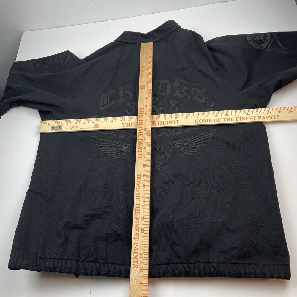 RARE Vintage 2008 Men's Crooks & Castles 'God, Guns & Money' Jacket Black Read* - Picture 2 of 16